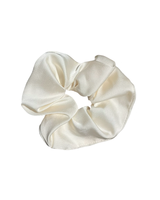 Powder White Thick Silky Scrunchie